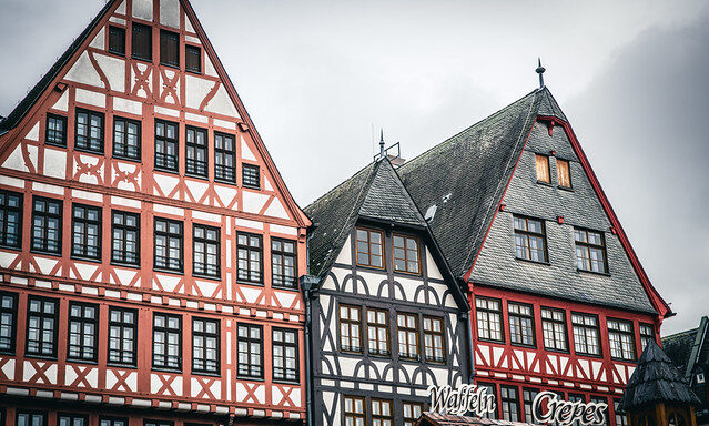 Traditional half-timbered buildings in Frankfurt